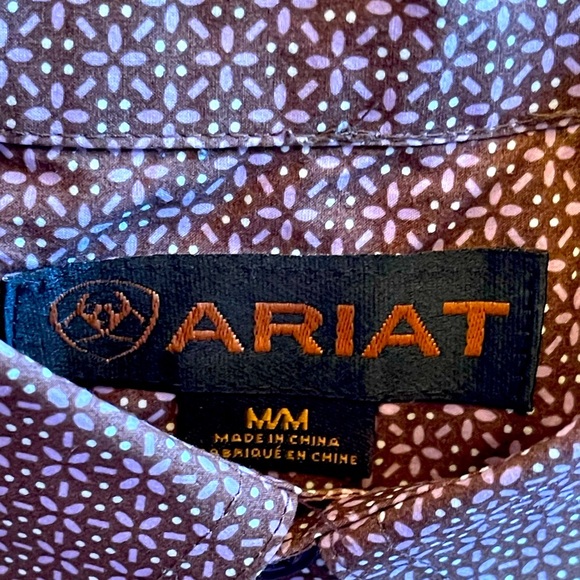 ARIAT LOGO WESTERN PRINT 100% COTTON SHIRT SZ M EUC - Picture 7 of 8